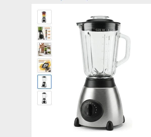 Licuadora Col Home Vidrio Acero Inox 600W 5 Velocidades 1.5L Antideslizante