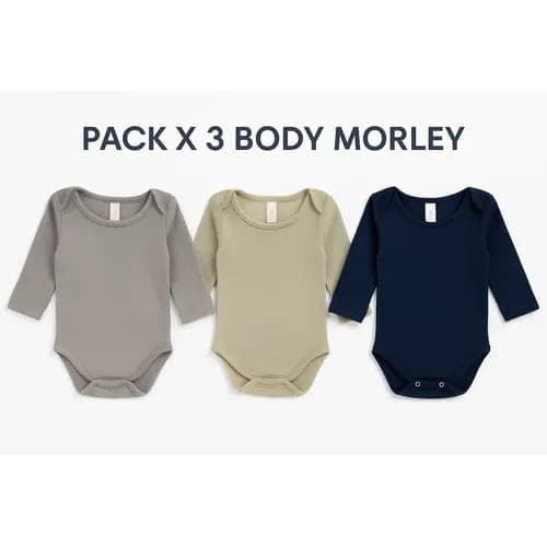 Body Morley Cotton Bebe Cuello Americano Pack X 3