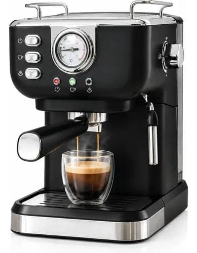 Cafetera Espresso Vintage Suono 20 Bar Con Termometro Y Vaporizador Color Negro
