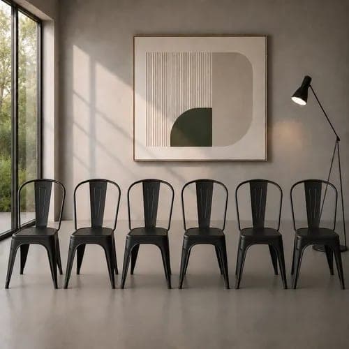 Silla Comedor Tolix Plastico Negra Pack X6 Mas Que Muebles